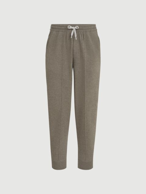 Brunello Cucinelli Cashmere double knit trousers with crête detail and elasticated zipper cuffs