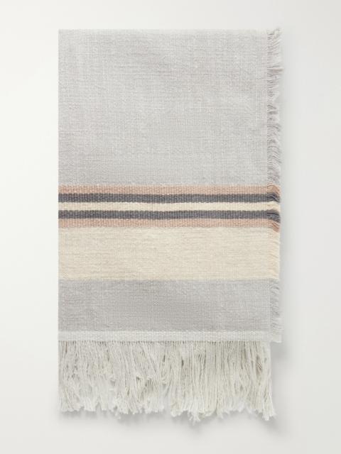 The Row Fringed Striped Cotton And Linen-blend Scarf
