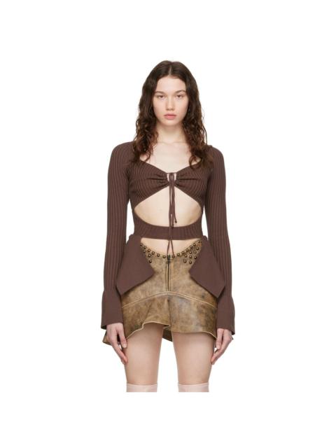 ANDREĀDAMO Brown Cut Out Blouse