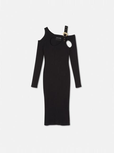 VERSACE JEANS COUTURE Baroque Buckle Cutout Midi Dress