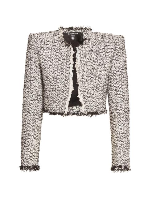 Balmain Women's Tweed Crop Jacket - Noir Blanc