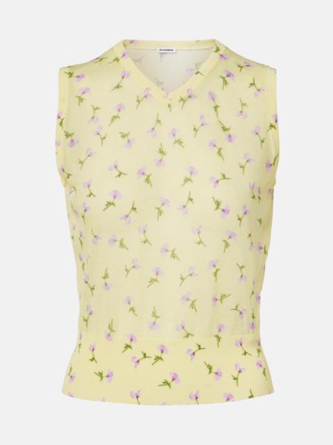 Jil Sander Floral cotton-blend top