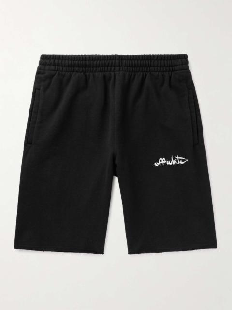 Off-White Straight-Leg Logo-Embroidered Cotton-Jersey Shorts
