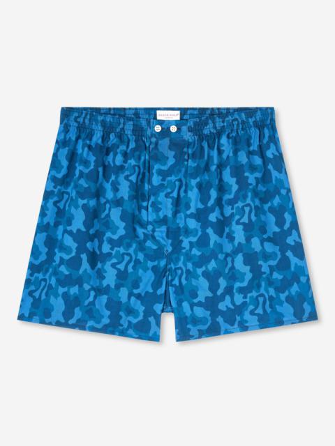 Derek Rose Men's Classic Fit Boxers Ledbury 55 Cotton Batiste Blue