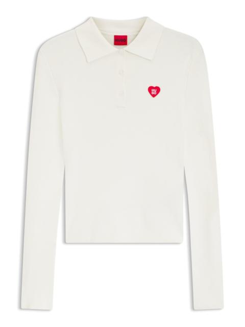 HUGO SLIM-FIT SWEATER IN RIBBED CREPE WITH POLO COLLAR