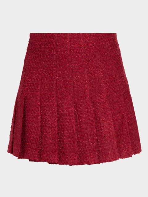 Alice + Olivia Carter Pleated Tweed Mini Skirt