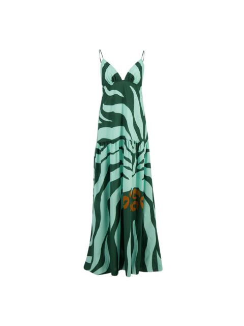 Johanna Ortiz zebra-print tiered maxi dress