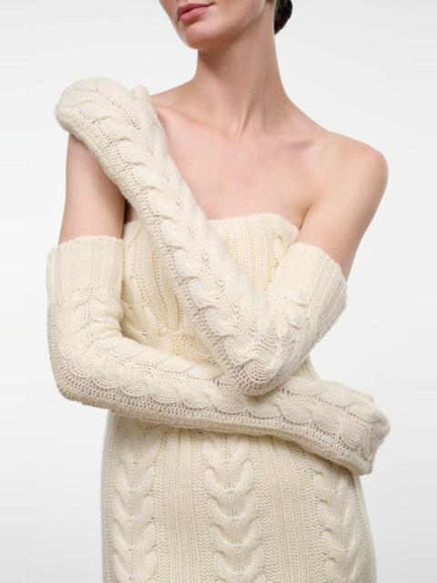 STAUD STAUD CABLE KNIT OPERA MITTENS IVORY