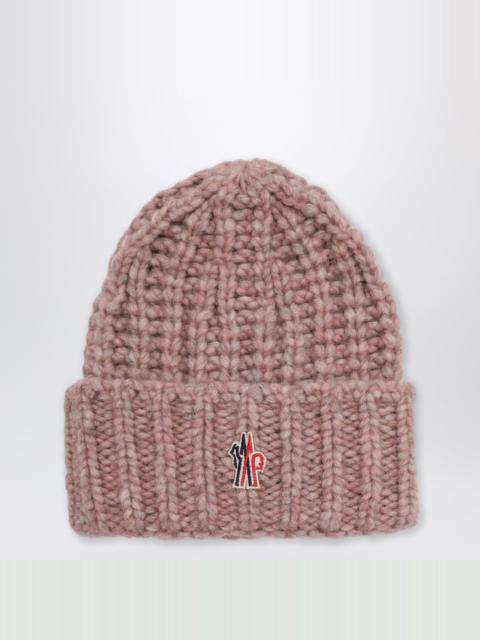 Moncler Grenoble Cherry pink ribbed beanie in alpaca blend