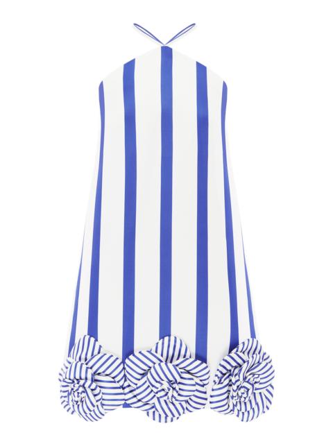 LEO LIN Suzy Striped Halterneck Mini Dress navy