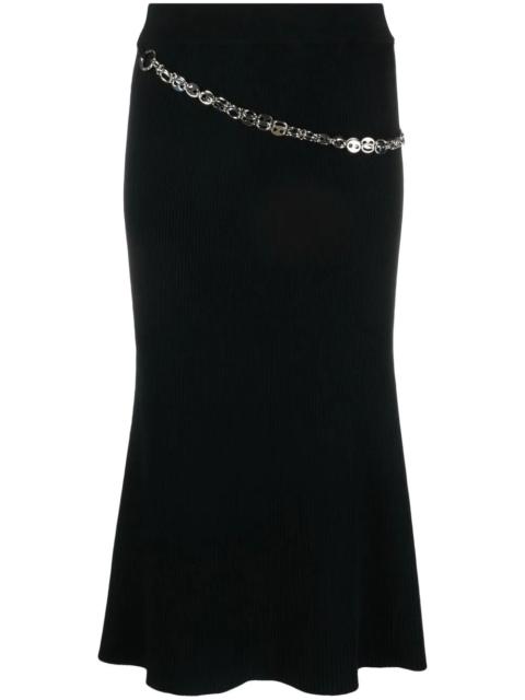 rabanne chain-detail ribbed-knit skirt