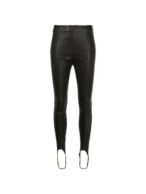 high-waisted leather trousers