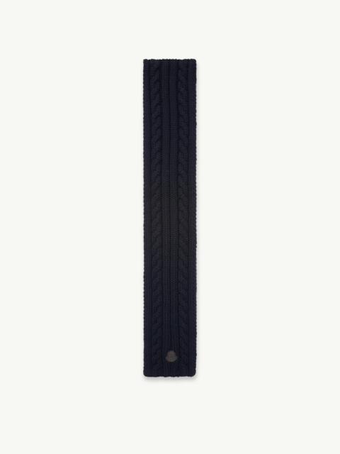 Moncler Leather Logo Wool Scarf
