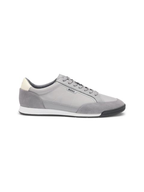 BOSS LOW-TOP TRAINERS WITH SUEDE AND FAUX LEATHER