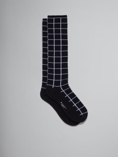 Marni BLACK CHECKED NYLON SOCKS