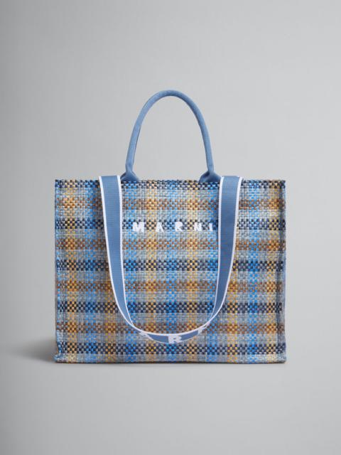 BLUE CHECKED SMALL BASKET BAG