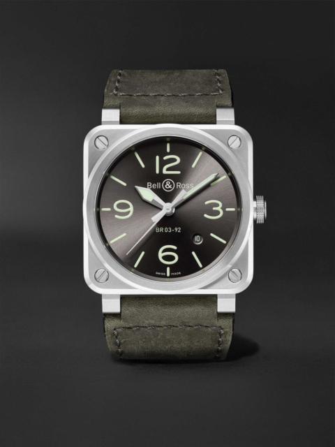 Bell & Ross BR 03-92 Grey Lum Automatic 42mm Stainless Steel and Leather Watch, Ref. No. BR0392-GC3-ST/SCA