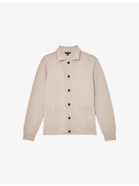 REISS Collared Button-Through Knitted Cardigan