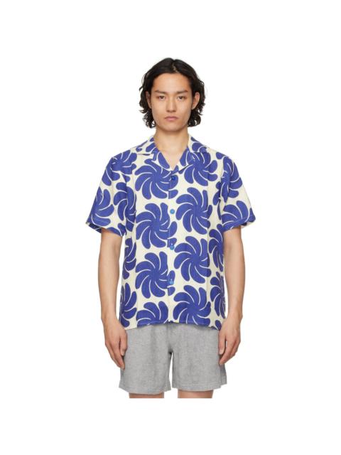 OAS Blue & Off-White Nebula Cuba Linen Shirt