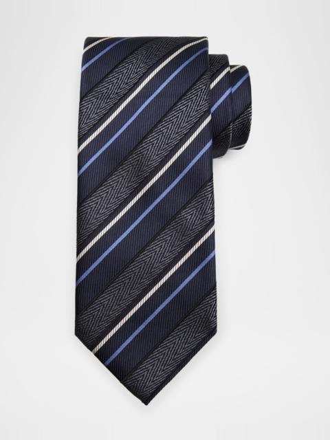 Brioni Men's Silk and Cotton Regimental Stripe Tie