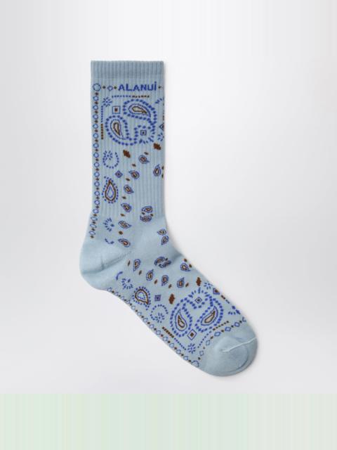Alanui Dust blue cotton-blend bandana-pattern socks