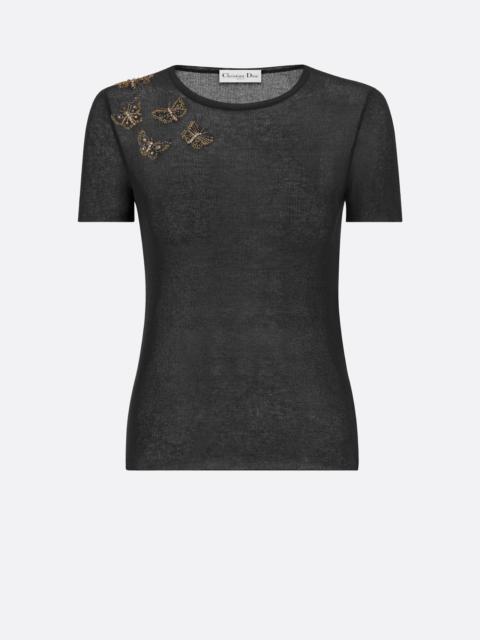 Dior Short-Sleeved Embroidered Sweater