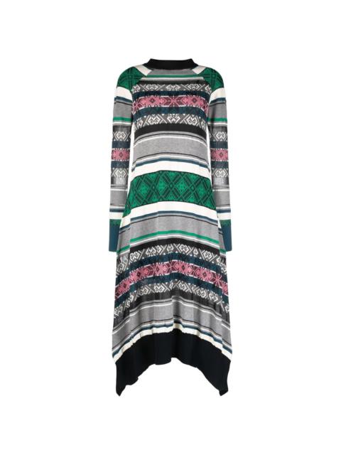 striped geometric-pattern knitted dress