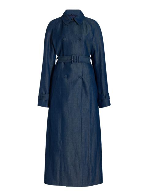 GABRIELA HEARST Braden Trench Coat in Deep Blue Wool Linen