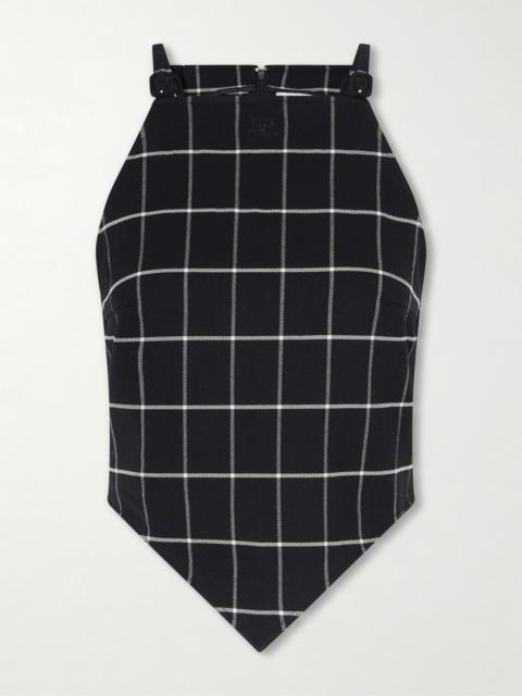 courrèges Checked wool-blend tank top Black