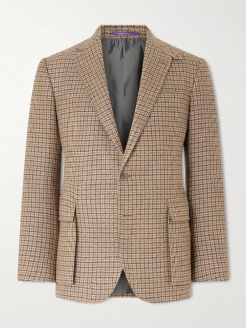 Ralph Lauren Kent Suede-Trimmed Checked Linen and Wool-Blend Blazer