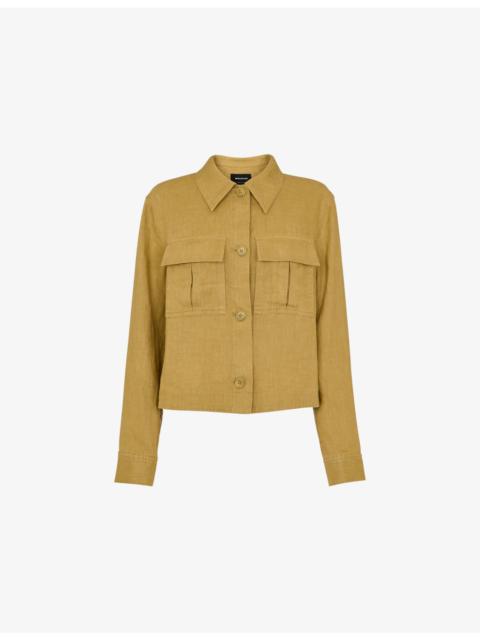 WHISTLES Abby Patch-Pocket Regular-Fit Linen Jacket