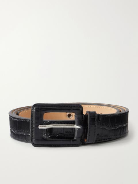 mfpen Drivers 3cm Croc-Effect Leather Belt Black