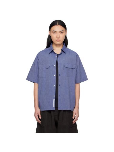 Nanamica Blue Regular Collar End On End Shirt