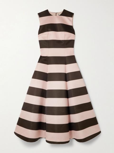 EMILIA WICKSTEAD Mara striped duchesse-satin midi dress Pink
