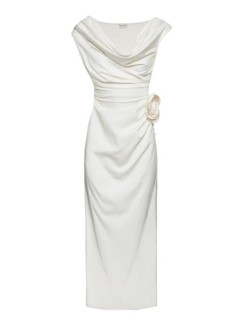 MAGDA BUTRYM Silk Wrap Midi Dress ivory