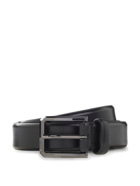 BOSS SMOOTH LEATHER BELT WITH ENGRAVED GUNMETAL BUCKLE