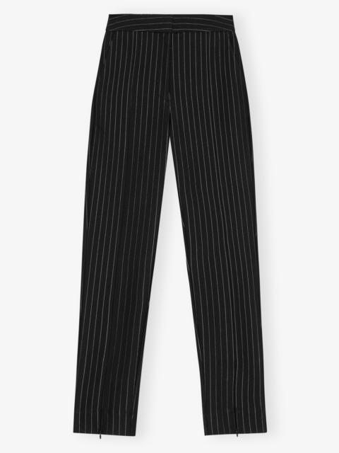 GANNI BLACK STRIPE MID WAIST PANTS