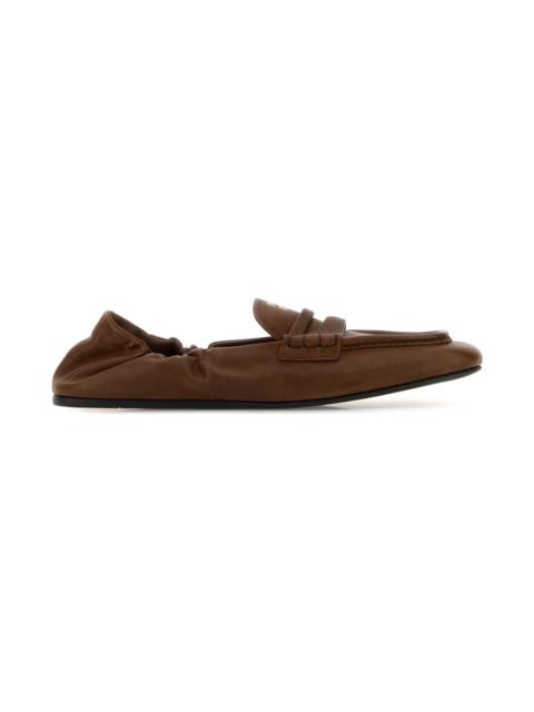 Miu Miu Brown Nappa Leather Ruches Loafers