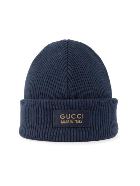GUCCI logo-patch wool beanie