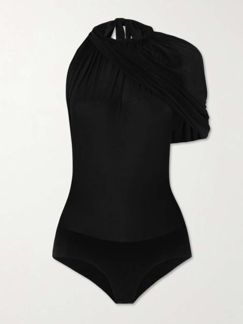 MAGDA BUTRYM Draped stretch-tulle halterneck bodysuit Black