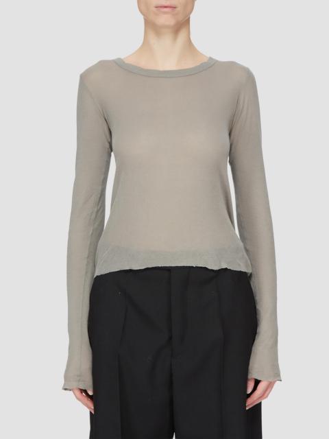 Rick Owens Women's Semi-Sheer Raw-Hem Crop T-Shirt - Steel