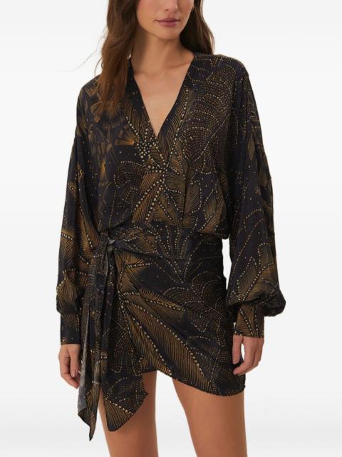 FARM RIO Foliage wrap mini dress