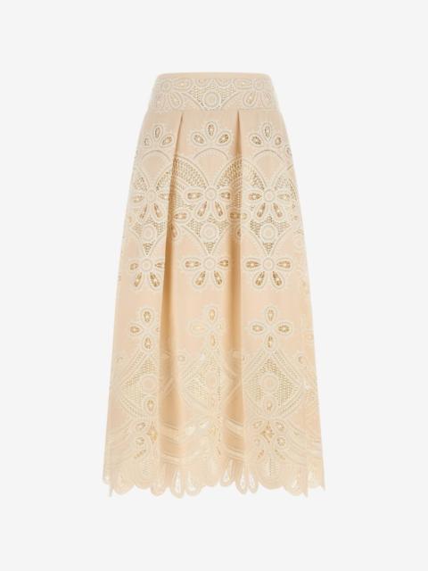 ELIE SAAB carving-embroidery maxi skirt