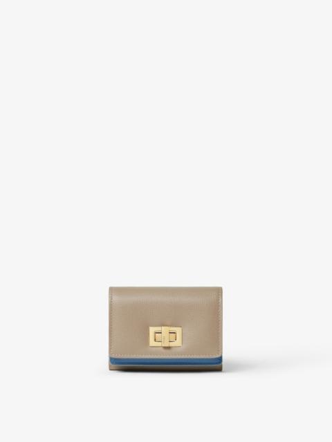 FENDI Fendi Way Trifold Small Dove gray and light blue leather wallet