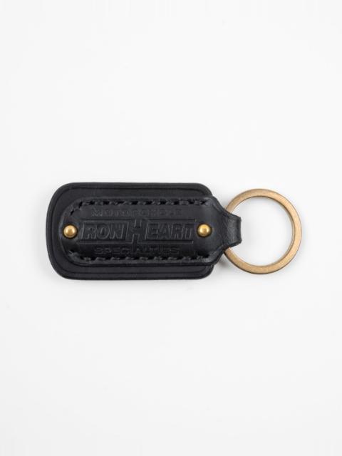 Iron Heart IHG-067-BLK Buttero Leather Key Ring w/Embossed Iron Heart Logo - Black