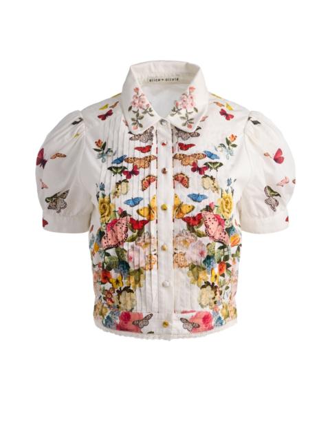 Alice + Olivia ROSIE CROPPED BUTTON DOWN