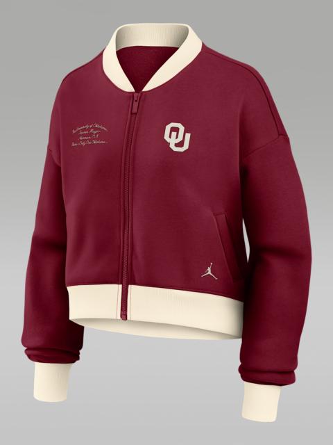 Jordan Oklahoma Academic Women's Jordan Brand College Oversized Cropped Full-Zip Bomber Jacket