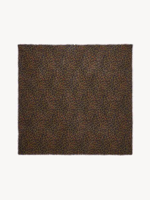 SAINT LAURENT CASSANDRE SQUARE SCARF IN LEOPARD WOOL TWILL