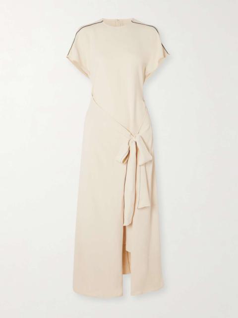 Victoria Beckham Asymmetric tie-detailed cady midi dress