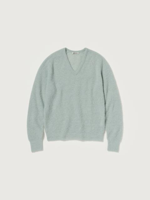 AURALEE BABY SURI ALPACA SHEER KNIT V-NECK P/O